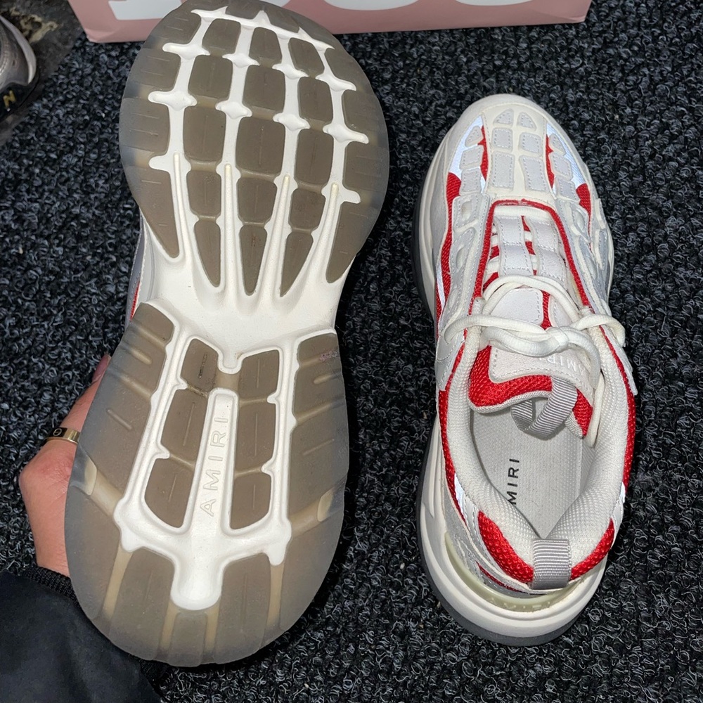 AMIRI White and Red Layered Panel Men’s Sneakers